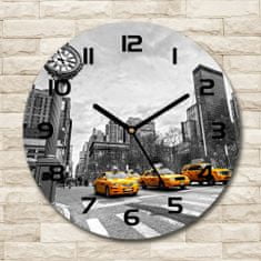 Wallmuralia Skleněné hodiny kulaté Taxi New York černé fi 30 cm