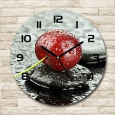Wallmuralia Skleněné hodiny kulaté Čerešně v dešti černé fi 30 cm