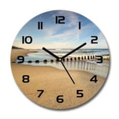 Wallmuralia Skleněné hodiny kulaté Pláž nad Baltem černé fi 30 cm
