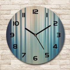 Wallmuralia Skleněné hodiny na stěnu Modrné pásky černé fi 30 cm