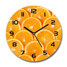 Wallmuralia Skleněné hodiny kulaté Plátky pomerančů černé fi 30 cm