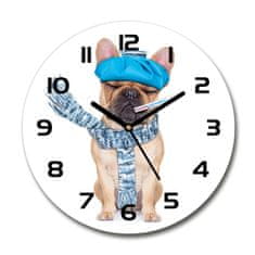 Wallmuralia Skleněné hodiny kulaté Nemocný pes černé fi 30 cm