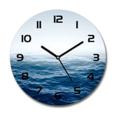 Wallmuralia Skleněné hodiny kulaté Mořské vlny černé fi 30 cm