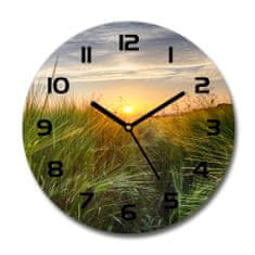Wallmuralia Skleněné hodiny kulaté Pole pšenice černé fi 30 cm