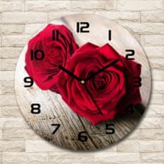 Wallmuralia Skleněné hodiny kulaté Růže na stromě černé fi 30 cm