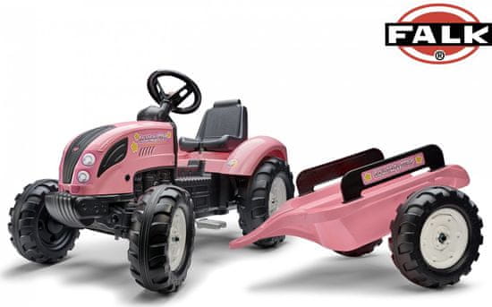 Falk  šlapací traktor 1058AB Pink Country Star s přívěsem - růžový