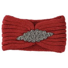 Delami Pohodlná pletená čelenka Kokala s ozdobným prvkem, červená