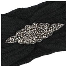 Delami Pohodlná pletená čelenka Kokala s ozdobným prvkem, černá