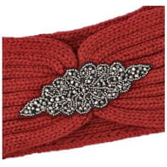 Delami Pohodlná pletená čelenka Kokala s ozdobným prvkem, červená