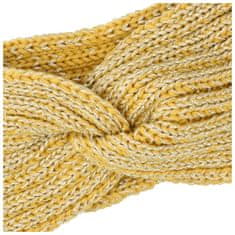 Delami Pohodlná pletená čelenka Aida se zlatou přízí, žlutá