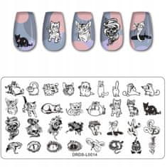 TOJATO Razítkovací deska, vzory na nehty, nail art, Kočky, DRDS-L0014 