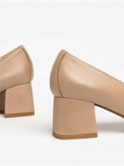 NeroGiardini Béžové kožené boty na podpatku Nero Giardini 37
