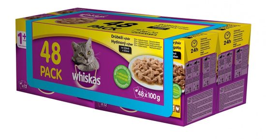 Whiskas kapsička drůbeží výběr ve šťávě pro dospělé kočky 48x100 g