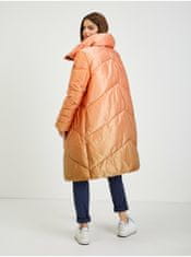 Guess Oranžový dámský prošívaný zimní kabát Guess Ophelie XS