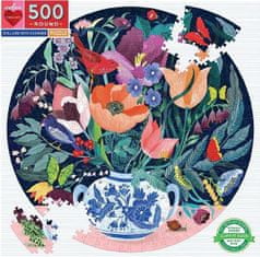 eeBoo  Kulaté puzzle Zátiší s květinami 500 dílků