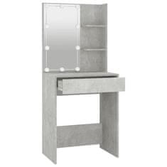 Greatstore Toaletní stolek s LED betonově šedý 60 x 40 x 140 cm