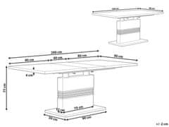 Beliani Jídelní stůl rozkládací bílá světlé dřevo 160/200x90 cm SANTANA