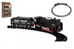 Teddies  Vlak/Lokomotiva + 2 vagóny s kolejemi 9ks plast na baterie se světlem v krabici 21x31x5cm