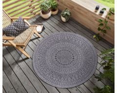 NORTHRUGS Kusový koberec Twin-Wendeteppiche 105476 Night Silver kruh – na ven i na doma 140x140 (průměr) kruh