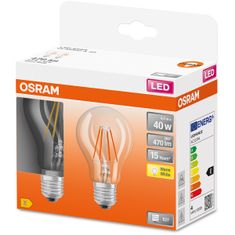 Osram 2x LED žárovka E27 A60 4W = 40W 470lm 2700K Teplá bílá FILAMENT