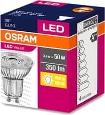 Osram LED žárovka GU10 4,3W = 50W 350lm 3000K Teplá bílá 36°