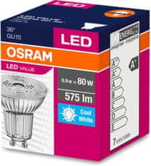 Osram LED žárovka GU10 6,9W = 80W 575lm 4000K Neutrální bílá 36°