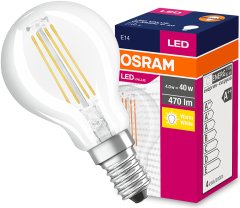 Osram LED žárovka E14 P45 Filament 4W = 40W 470lm 2700K Teplá bílá