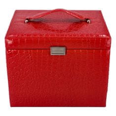 Delami Velká luxusní šperkovnice v kufříkovém provedení Nelson, červená lak croco