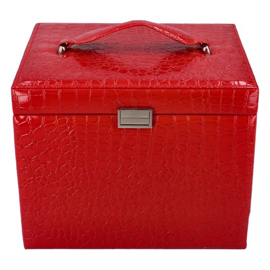 Delami Velká luxusní šperkovnice v kufříkovém provedení Nelson, červená lak croco