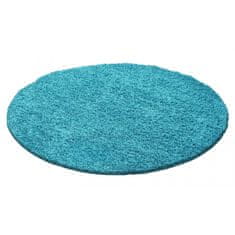 Oaza koberce Tyrkysový huňatý koberec 160 cm x 160 cm kruh