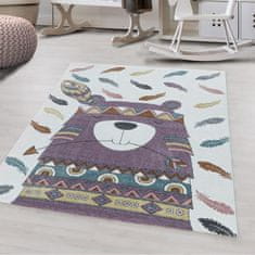 Oaza koberce Zábavný indický dětský koberec fialový a krémový 140 cm x 200 cm