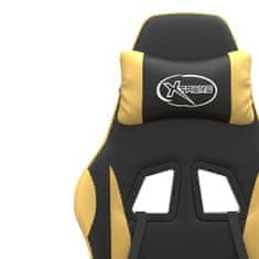 Vidaxl Otočná herní židle s podnožkou černá a zlatá umělá kůže