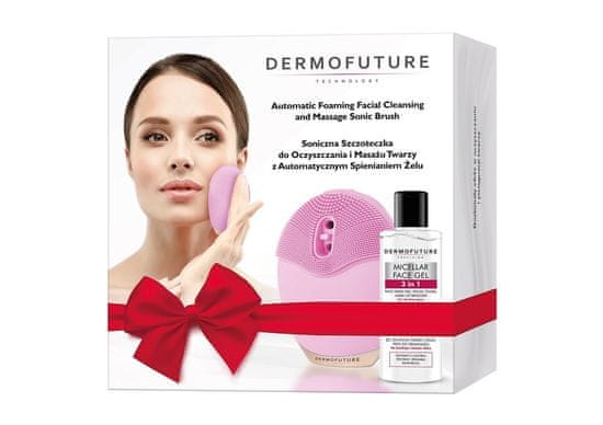 Dermofuture Technologie sonický kartáček na obličej Pink + Micelární gel na obličej 150ml