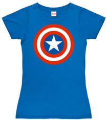 CurePink Tričko dámské Marvel: Captain America (L) modrá bavlna