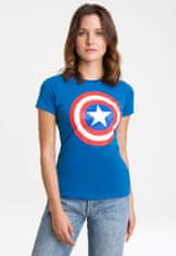 CurePink Tričko dámské Marvel: Captain America (L) modrá bavlna