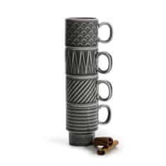 Sagaform Šálky na espresso Sagaform Coffee, 4 ks, šedé, keramické, 0,1l