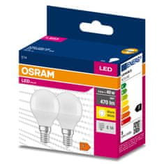 Osram 2x LED žárovka E14 P45 4,9W = 40W 470lm 3000K Teplá bílá