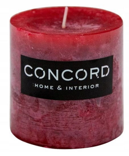 Concord Dekorativní vosková svíčka bez vůně 9x9 cm červená