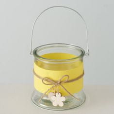 Boltze Skleněný svícen na čajovou svíčku a květiny 12 cm