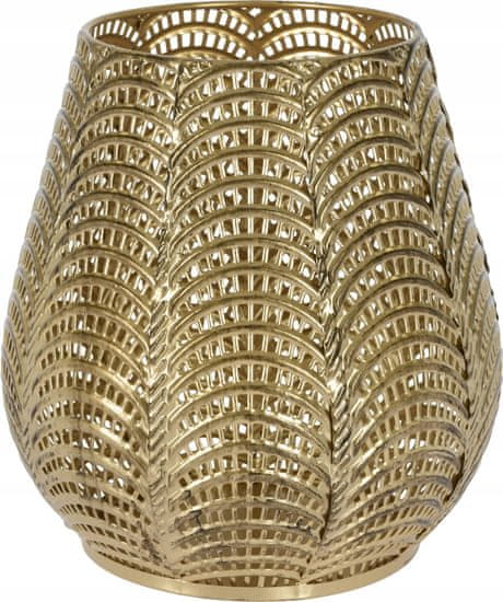 Koopman Dekorativní kovový zlatý ažurový svícen 17 cm