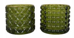 Kaemingk Vánoční držák na čajovou svíčku dekorativní zelený 8 cm