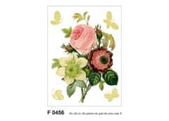 AG Design Samolepka na zeď, F 0456, Francouzská růže a zlaté motýly, 65x85 cm