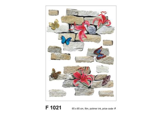 AG Design Samolepka na zeď, F 1021, Cihle a květiny, 65x85 cm