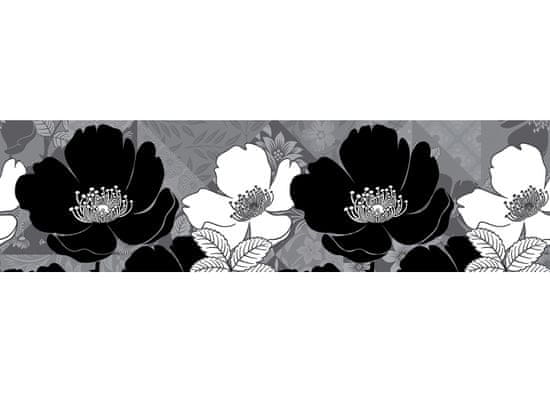 AG Design Samolepící bordura Černobílé květy 5 m x 13,8 cm, WB 8239