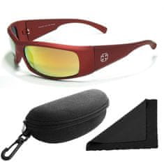 Polarized Brýle sluneční 77 - obroučky červené / skla červeno-zlatá zrcadlová / polarizační skla / pouzdro a utěrka