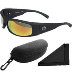Polarized Brýle sluneční 77 - obroučky černé / skla červeno-zlatá zrcadlová / polarizační skla / pouzdro a utěrka