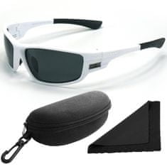Polarized Brýle sluneční 96 - obroučky bílé / skla tmavá / polarizační skla / pouzdro a utěrka
