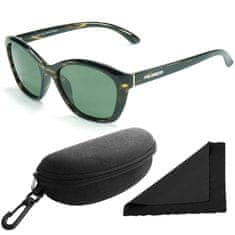 Polarized Brýle sluneční 206 - obroučky hnědá kamufláž / skla zelená / polarizační skla / pouzdro a utěrka