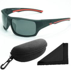 Polarized Brýle sluneční 247 - obroučky černé-červené / skla tmavá / polarizační skla / pouzdro a utěrka