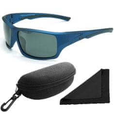 Polarized Brýle sluneční 247 - obroučky černé-modré / skla tmavá / polarizační skla / pouzdro a utěrka